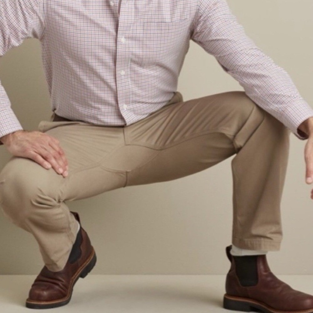NWT Duluth Trading Flex Ballroom Pants Khaki Slim Stretch Men's‎ 32x36